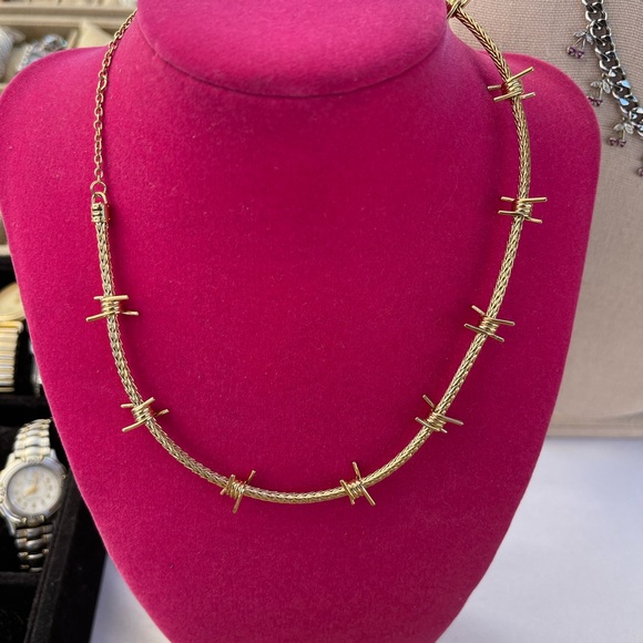 DALMATA Elegant Gold Barbed Wire Necklace CHOCKER - Picture 1 of 5